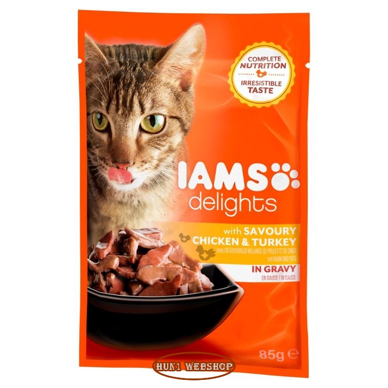 IAMS Delights Csirkehús és Pulykahús szószban 85 g