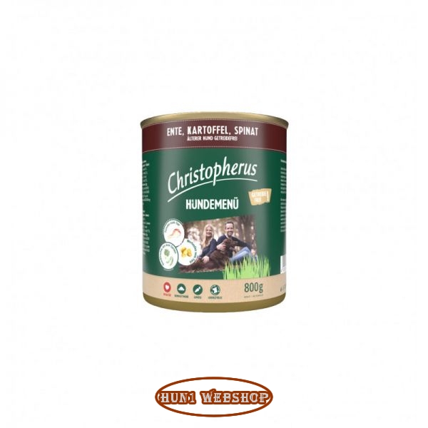 Christopherus Dog Senior Menü kacsa, burgonya, spenót 800 g