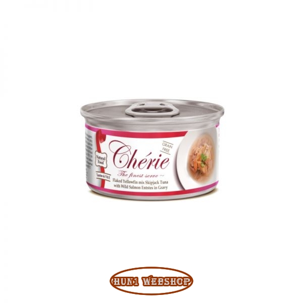 Chérie Pelyhes Sárgaúszójú Keverék Skipjack Tonhal Vad Lazaccal Mártásban 80 g