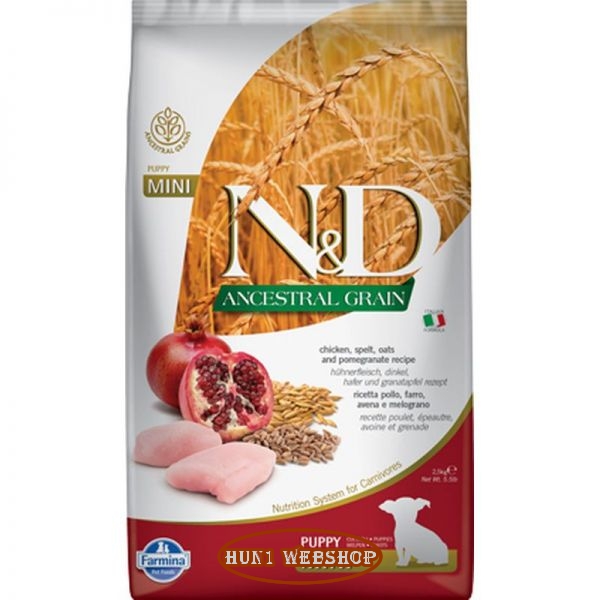N&D Ancestral Grain Dog Puppy Mini Chicken - csirke, tönköly, zab&gránátalma 2,5 kg