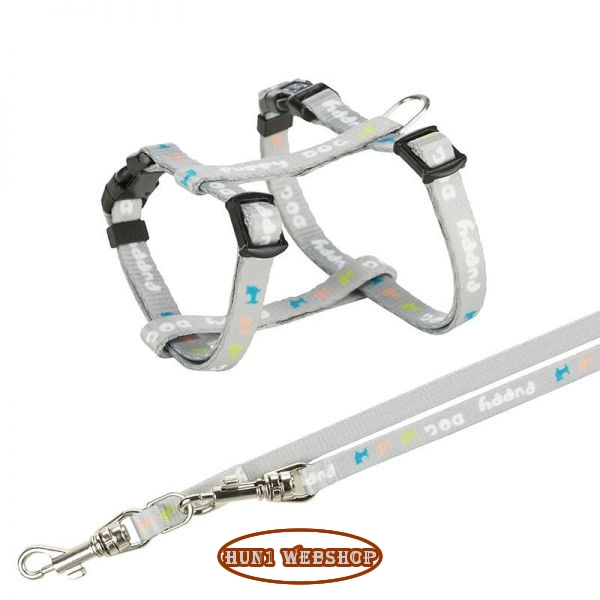 Trixie Junior Puppy Hám+póráz 23–34 cm/8mm 2m - világos szürke