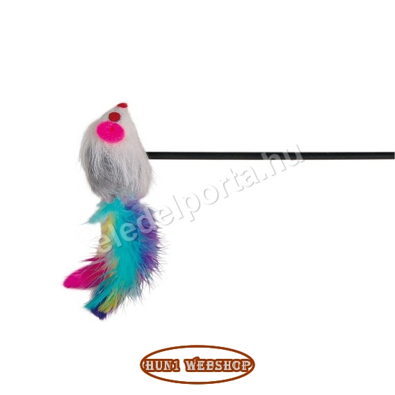 Trixie pálca plüss egérrel és színes tollakkal