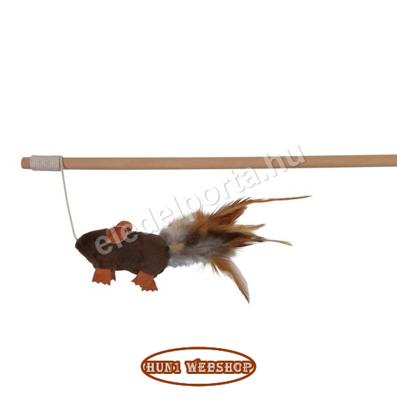 Trixie pálca plüss egérrel és tollakkal