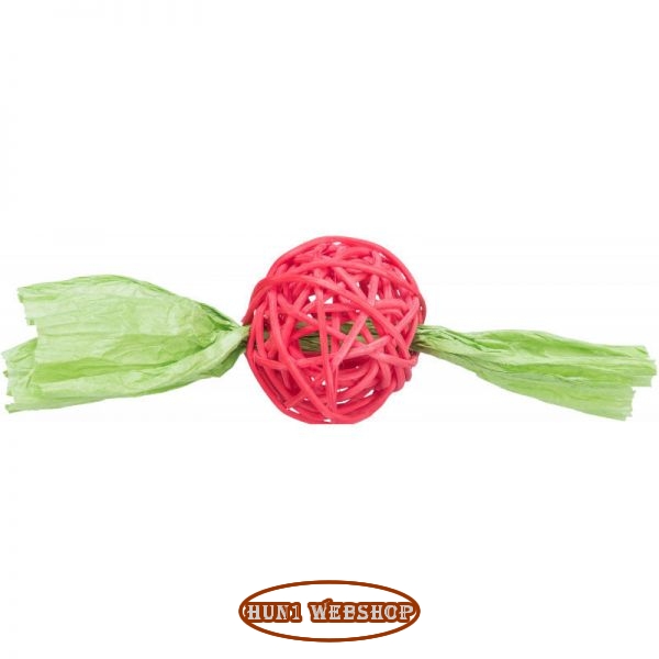 Trixie Rattan labda  papír szalaggal 4x13 cm