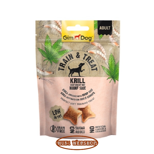 GimDog Train & Treat Krill and Hanfsaat snack   125 g