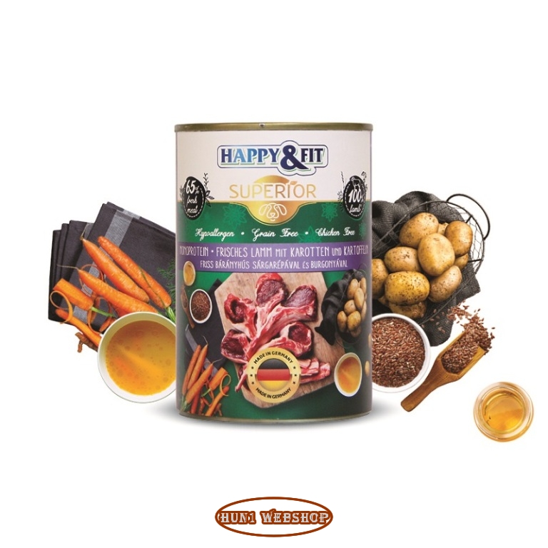 Happy&Fit Superior Frisches Lamm mit Karotten (bárány és sárgarépa) 400 g