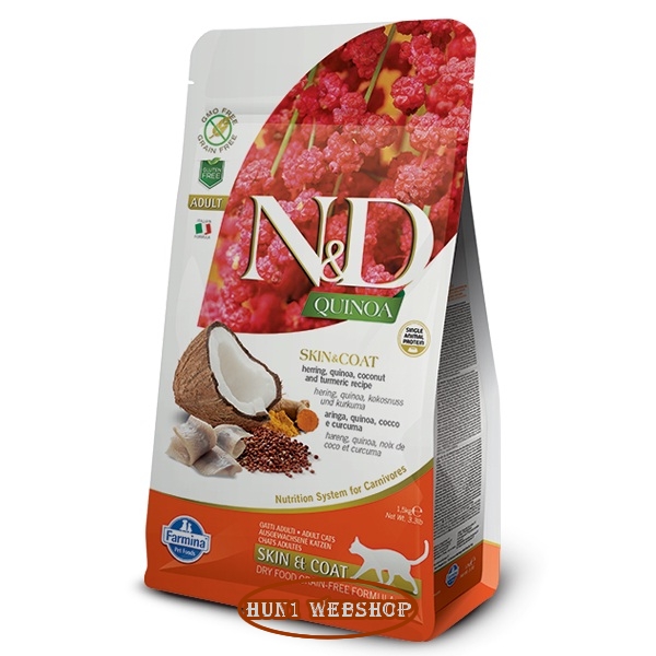 N&D Cat Adult QUINOA Skin & Coat - hering 1,5 kg