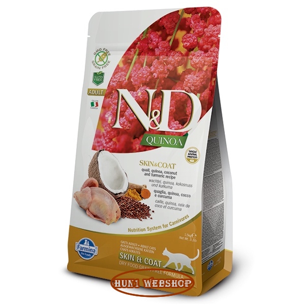 N&D Cat Adult QUINOA Skin & Coat - fürj 300 g