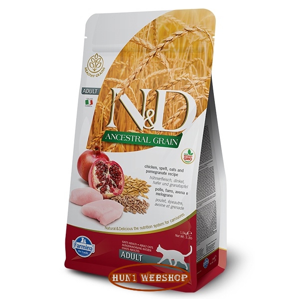 N&D Cat Adult ANCESTRAL GRAIN Chicken - csirke, tönköly, zab és gránátalma 1,5 kg