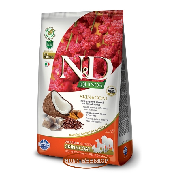 N&D QUINOA Dog Adult All Breeds Skin & Coat - hering 2x7 kg