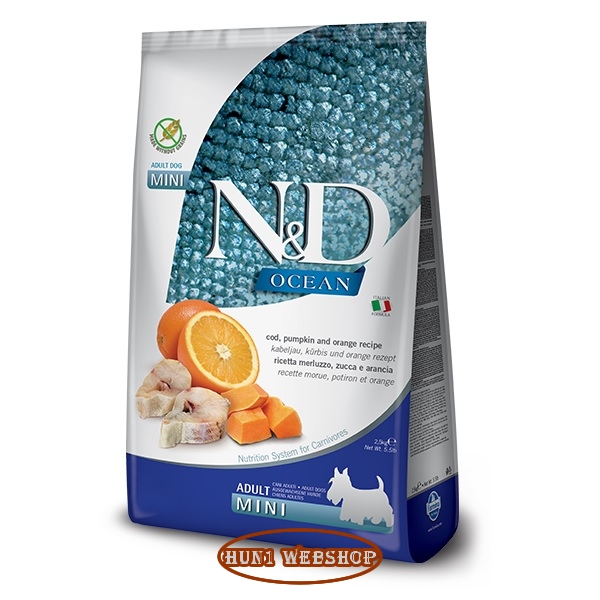 N&D OCEAN Dog Adult Mini Cod Pumpkin (tőkehal, sütőtök és narancs) 800 g