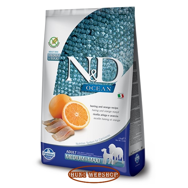 N&D OCEAN Dog Adult Medium&Maxi Hering (hering és narancs) 12 kg
