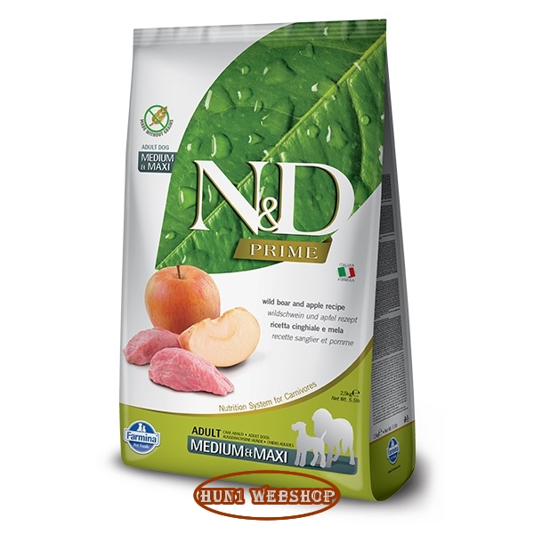 N&D PRIME Dog Adult Medium&Maxi Wild Boar (vaddisznó és alma) 2,5 kg