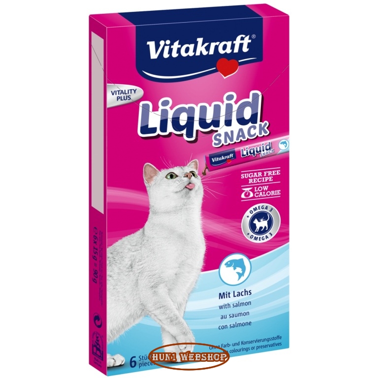 Vitakraft Cat Liquid Snack - lazac és omega 3 zsírsav (6 db)