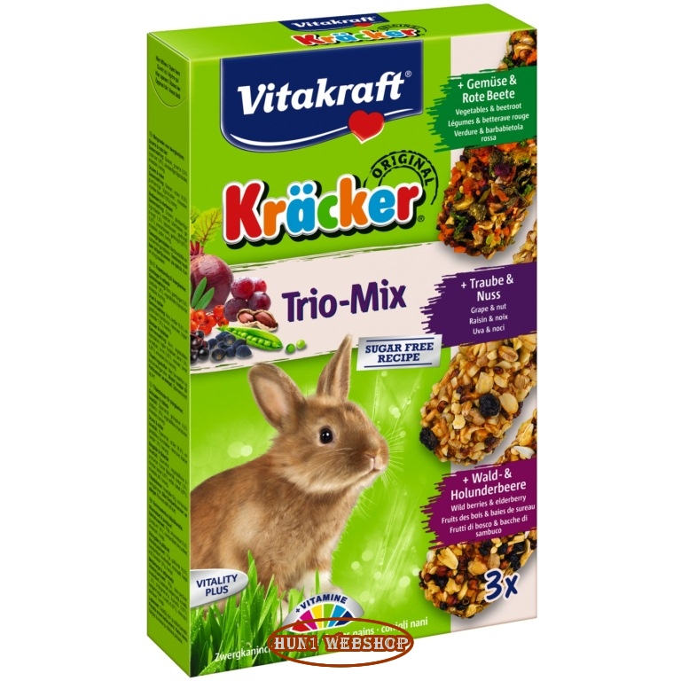 Vitakraft Kracker Trio-Mix - zöldség, mogyoró, erdei gyümölcs nyúlnak (3 db)