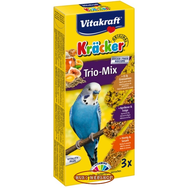 Vitakraft Kracker Trio Mix -  tojás, sárgabarack, méz hullámos papagájnak (3 db)