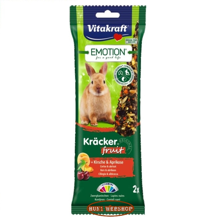 Vitakraft Emotion Kracker Fruit - cseresznye és sárgabarack nyúlnak (2 db)